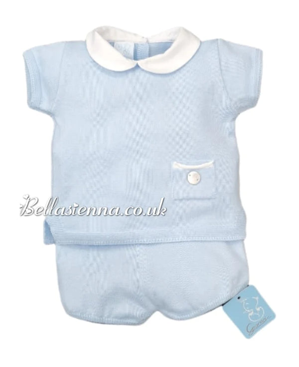 Granlei Boys Blue Fine Knitted Shorts Set -219MC