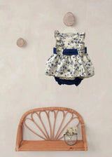 Cuka Navy & Ivory Floral Dress & Pants Set 22020