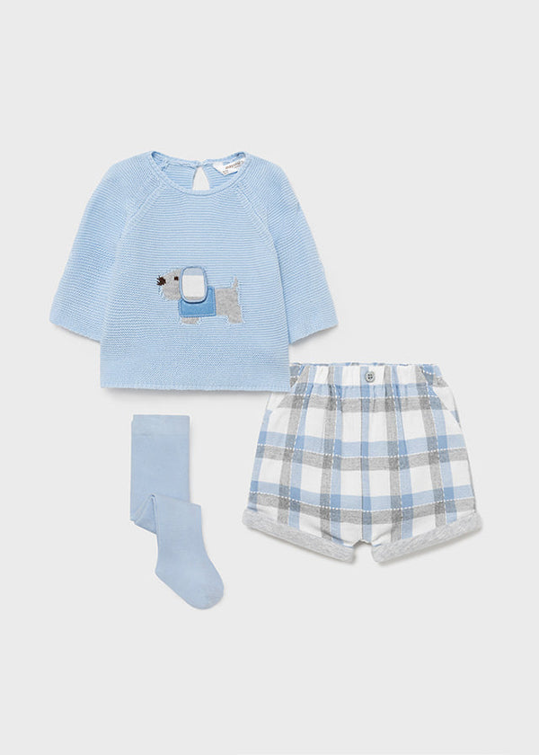 Mayoral* Set of check shorts and t-shirt for newborn boy 2223