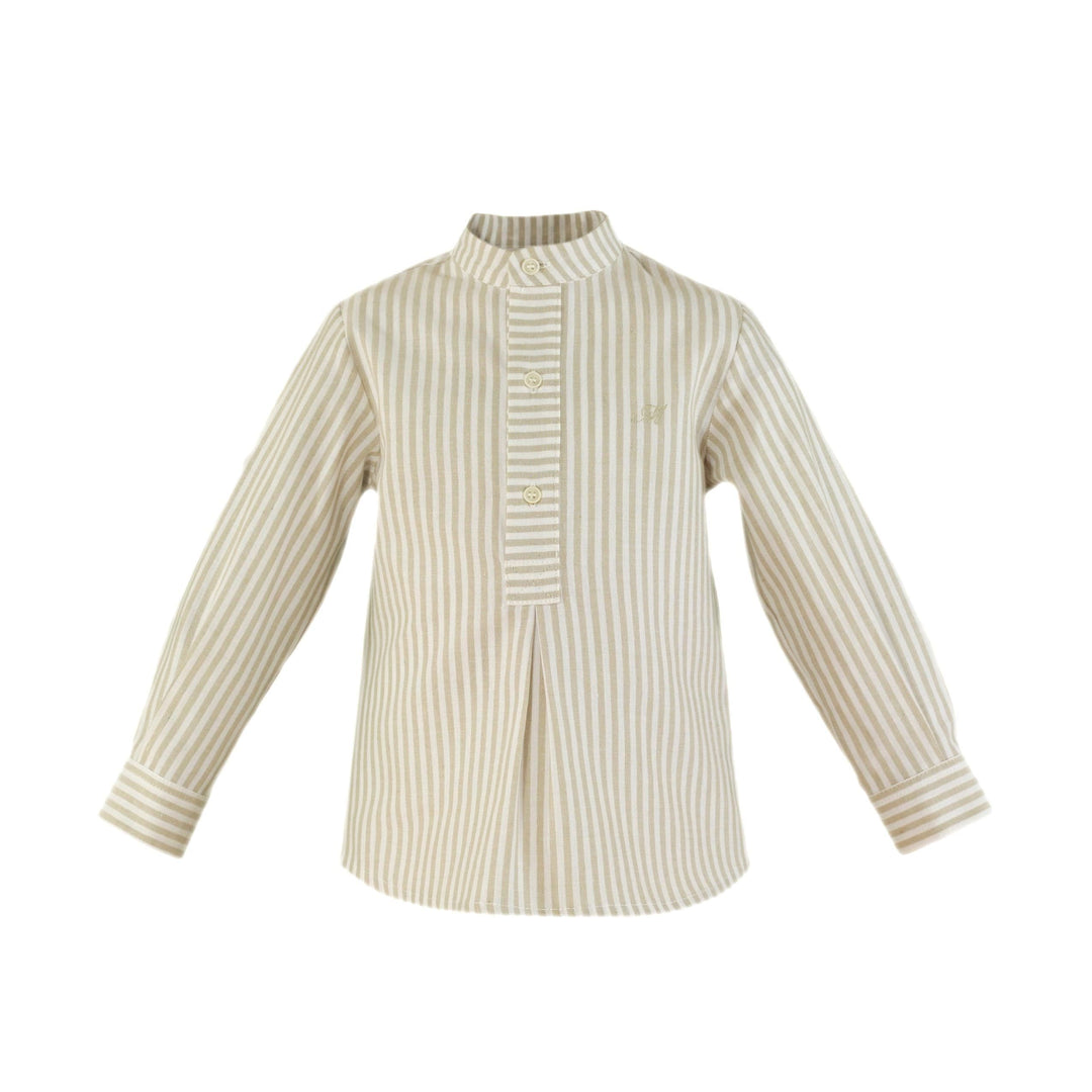 Miranda Beige & Ivory Boys Shirt & Shorts Set- 232