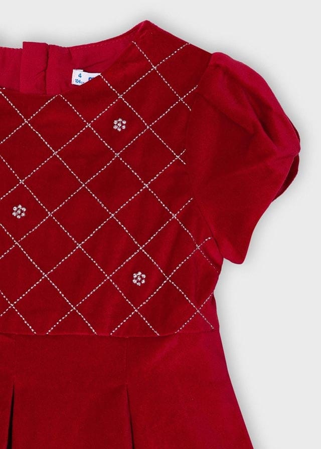 Mayoral Navy Velvet dress for girl 4912 Red