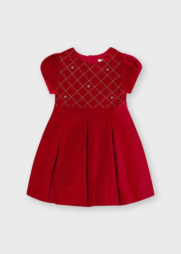 Mayoral Navy Velvet dress for girl 4912 Red