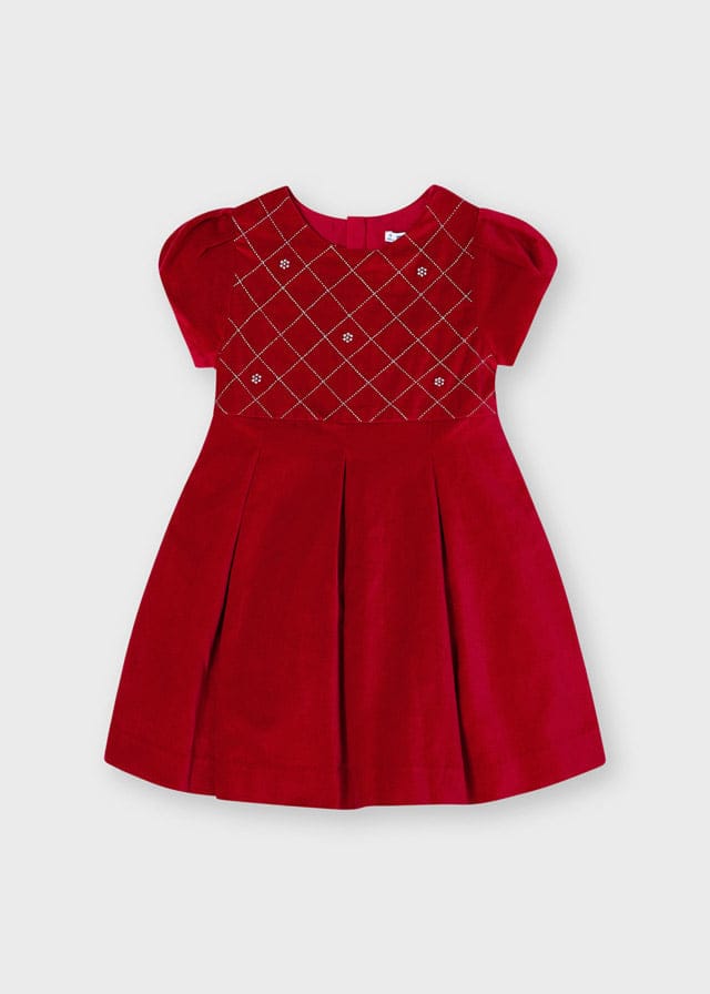 Mayoral Navy Velvet dress for girl 4912 Red