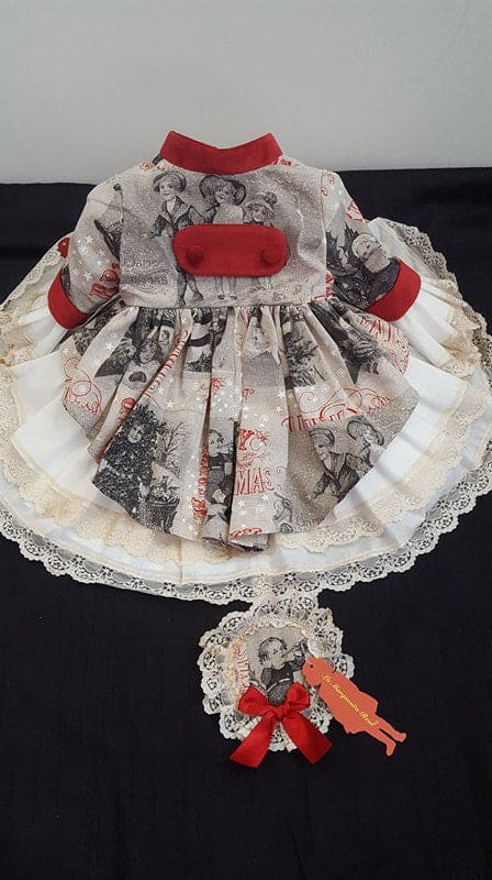 La Marquesita Real Christmas Puffball Dress & Removable Over Coat With Matching Hair Clip - cuento de navidad