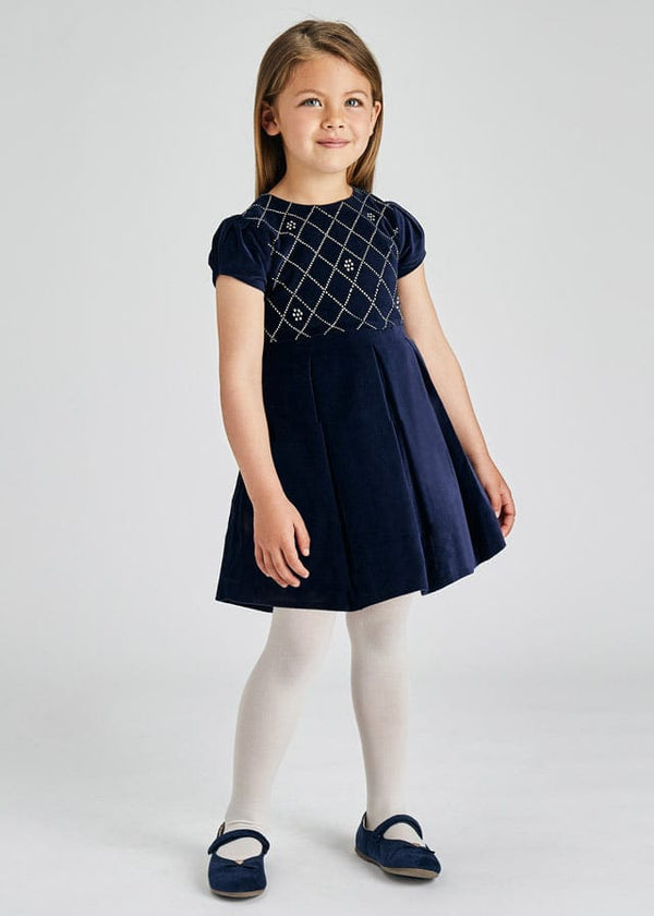 Mayoral Navy Velvet dress for girl 4912 Navy