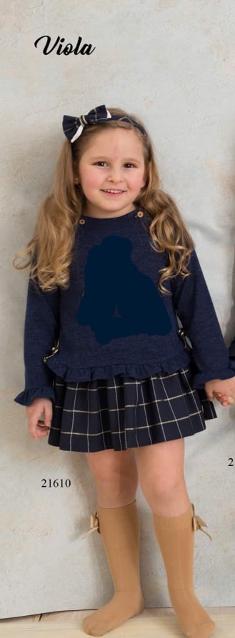 Basmarti Navy And Gold Dress With Faux Fur Hood Trim 21610