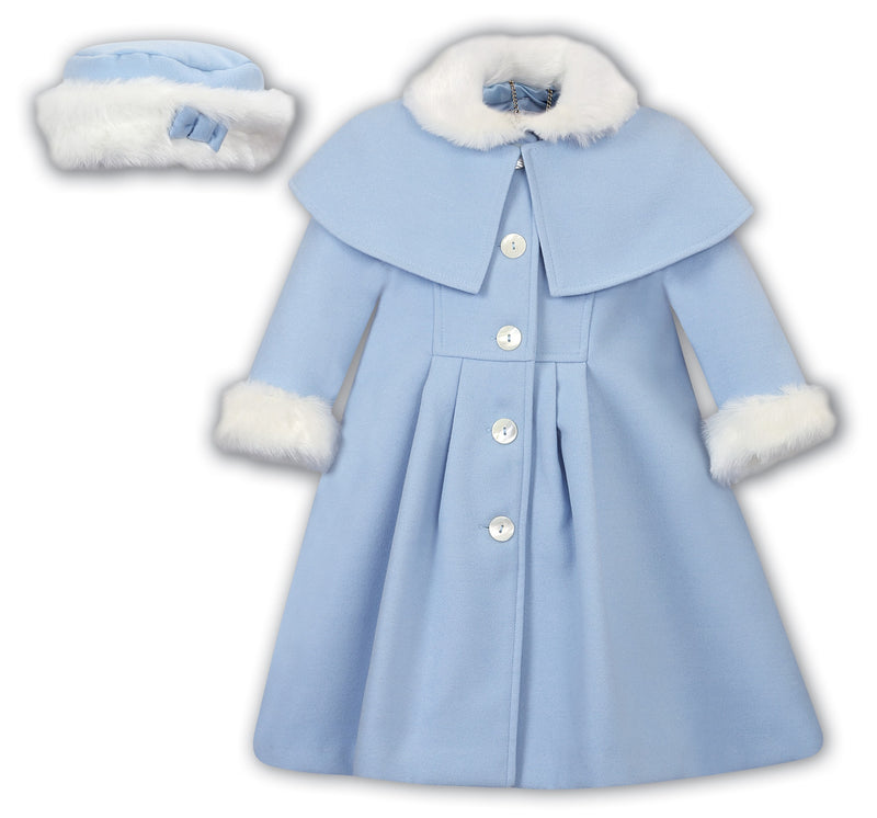 Sarah Louise Heritage Collection  Traditional Coat, Hat & Cape In Baby Blue  - C9500