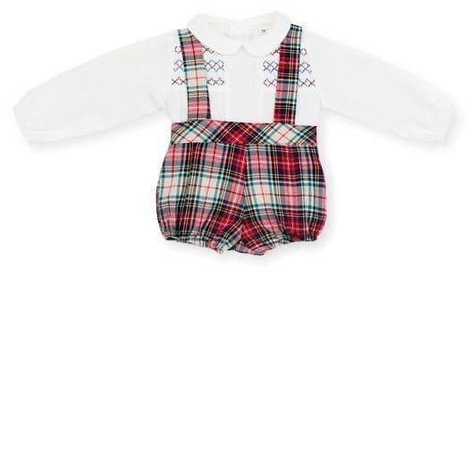 Mac ilusion 2 piece Tartan set With Smock Detail For Newborn