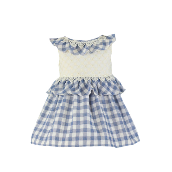 Miranda Blue Check Dress With Bow At The Back - 244 V