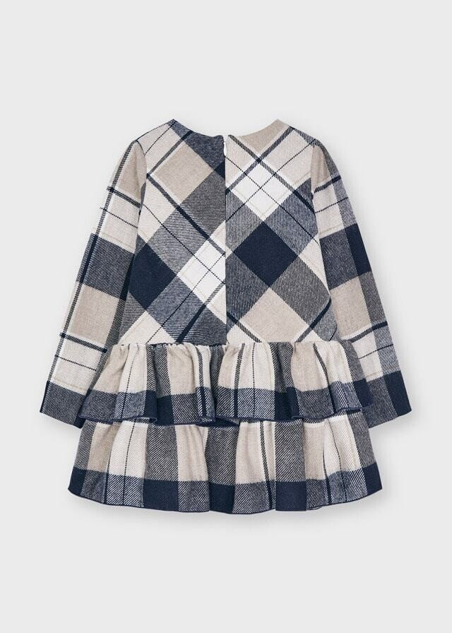 Mayoral *Navy & Beige Tartan Dress With Bow Winter  4914