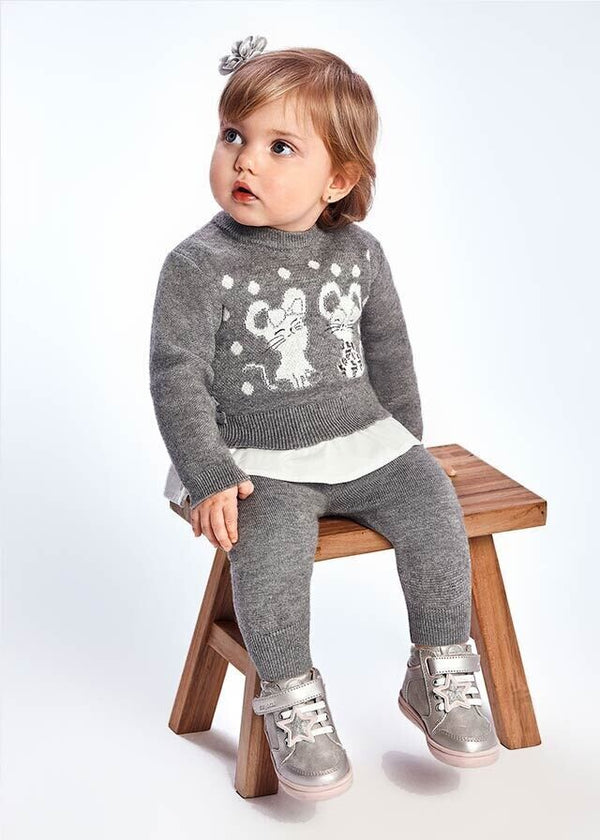 Mayoral Woven Baby Girls Leggings & Top Set - Grey - 2720