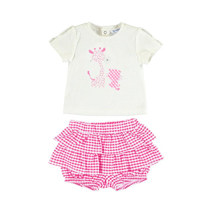 Mayoral Gingham Short Set - 1247 - Summer - Camelia Pink