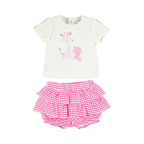 Mayoral Gingham Short Set - 1247 - Summer - Camelia Pink