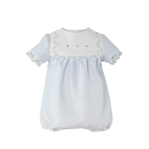 Miranda Unisex Baby Blue & White Romper - Summer - 0024
