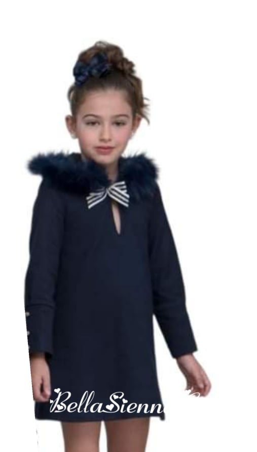 Miranda Hooded Jumper Dress With Faux Fur Hood 0352/V