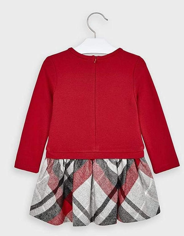 Mayoral  Girls Combined Red Tartan Check Dress 4961