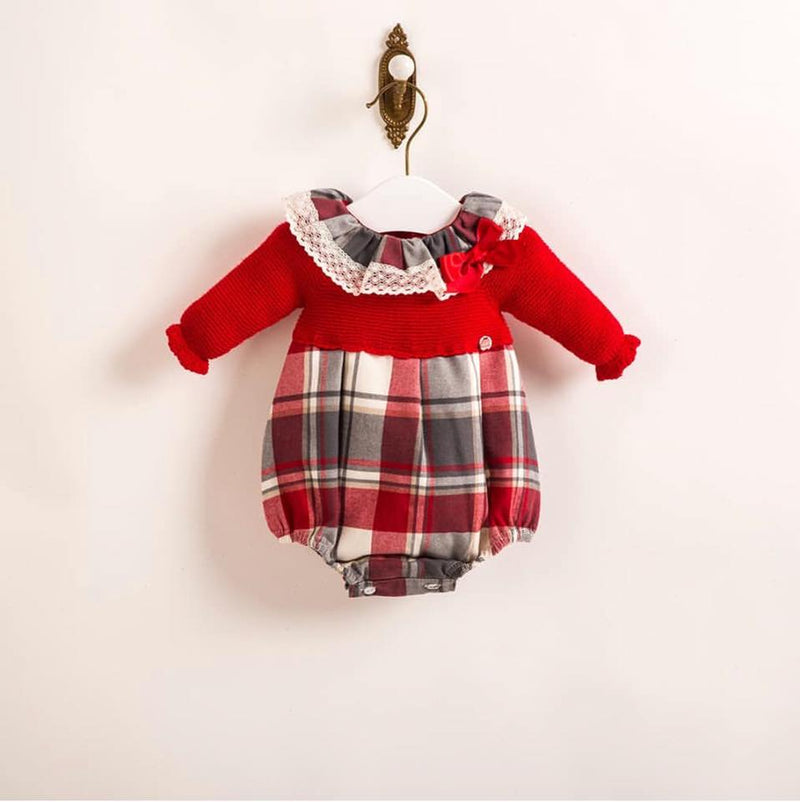 Juliana Red Check Baby Girls  Romper J389