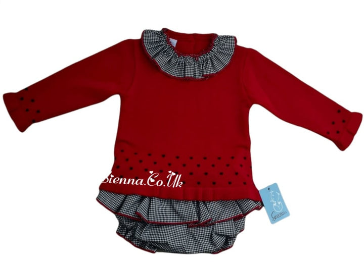 Granlei Girls Two Piece Frilly Jam Pant Outfit With Ruffle Collar