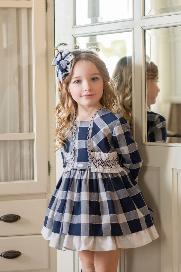 Miranda Navy & Grey Check Dress - Winter  - 0256