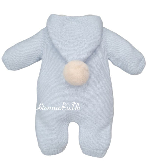 Martin Aranda Blue Knitted All In One Snowsuit With Faux Fur Trim