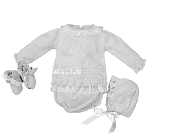 Mac Ilusion 4 piece set For Newborn Baby Girl 7830R Grey/White Tulle
