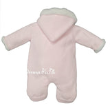 Martin Aranda Pink Knitted All In One Snowsuit With Faux Fur Trim