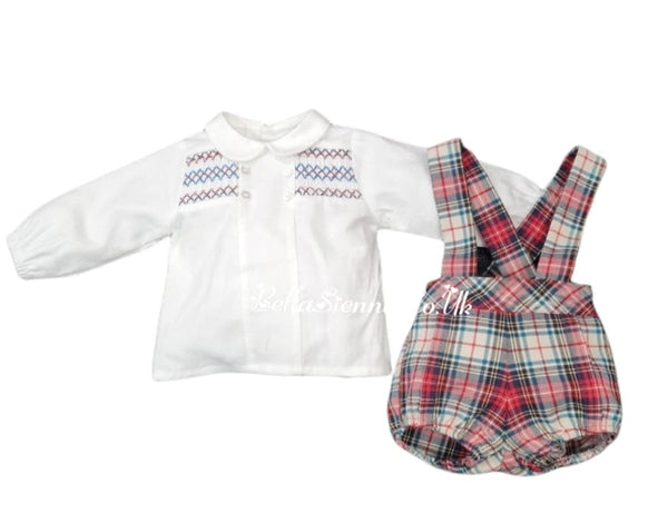 Mac ilusion 2 piece Tartan set With Smock Detail For Newborn