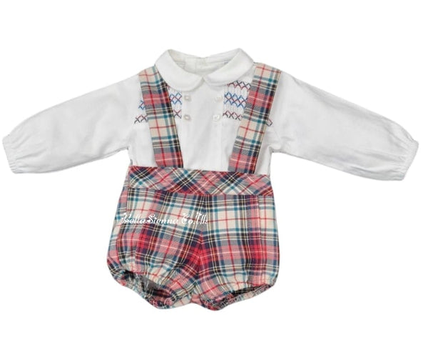 Mac ilusion 2 piece Tartan set With Smock Detail For Newborn