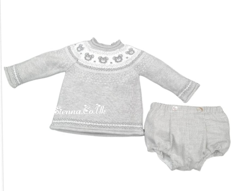 Martin Aranda Cute Baby Boys Two Piece Teddy bear Outfit 038-30066 Grey