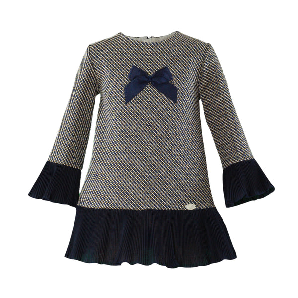 Miranda Winter Girls Dress Navy & Camel/Gold - 260