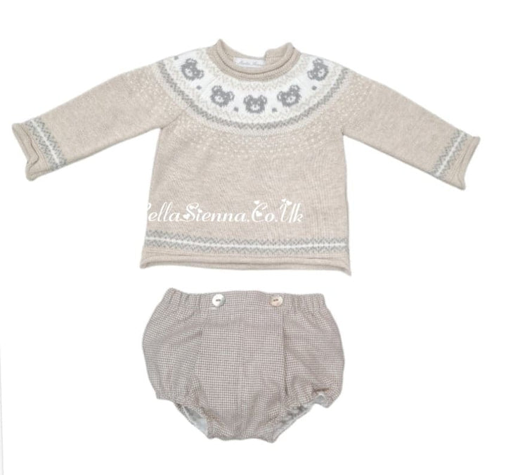 Martin Aranda Cute Baby Boys Two Piece Teddy bear Outfit 038-30066 Beige