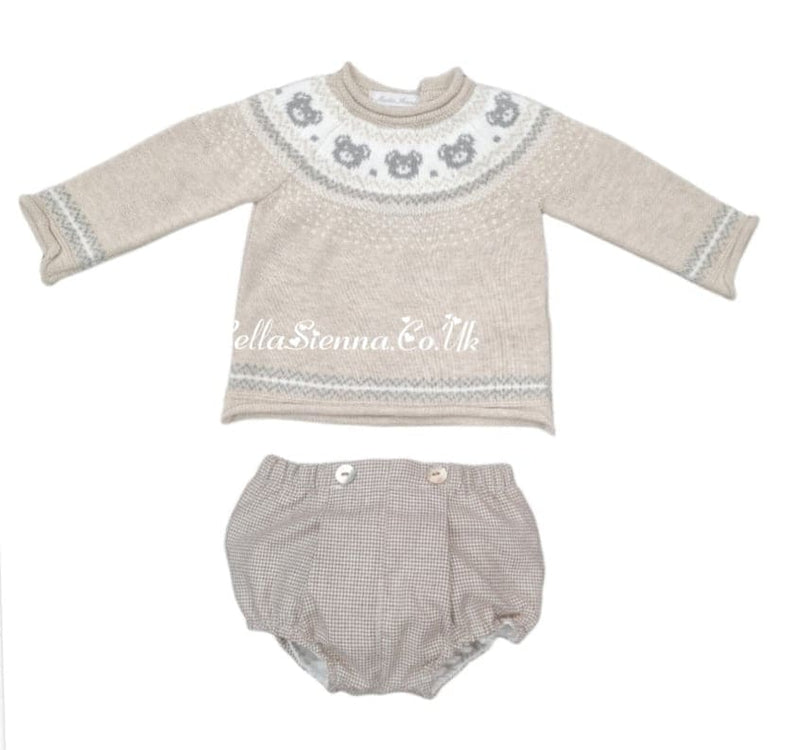 Martin Aranda Cute Baby Boys Two Piece Teddy bear Outfit 038-30066 Beige