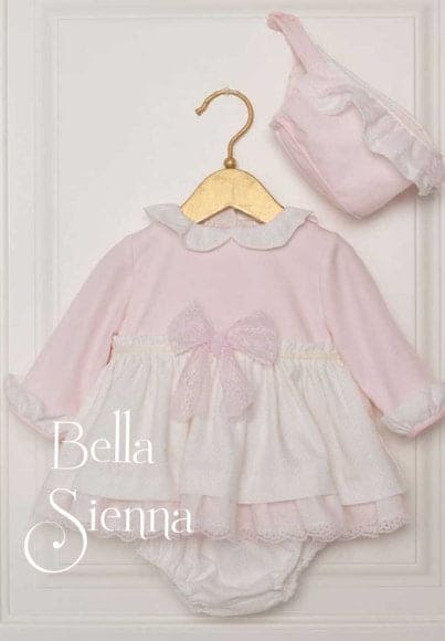 Dolce Petit Pink & Ivory Dress, Pants & Bonnet Set - 2004