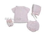 Mac ilusion Four Piece fine Knitted Outfit For Newborn Baby Girl 8029 Rosa