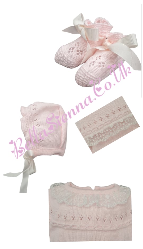 Mac ilusion Pink Lace Four Piece Outfit For Newborn - 7629X