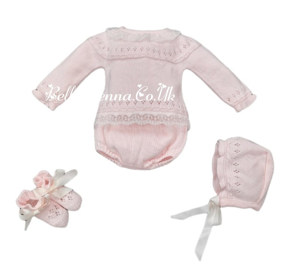 Mac ilusion Pink Lace Four Piece Outfit For Newborn - 7629X