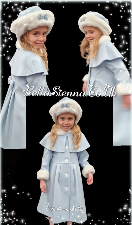 Sarah Louise Heritage Collection  Traditional Coat, Hat & Cape In Baby Blue  - C9500