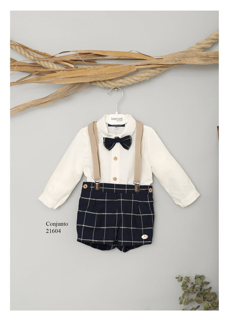 Basmarti Baby Boys 4 Piece Outfit With Tie Bow and Braces 21604