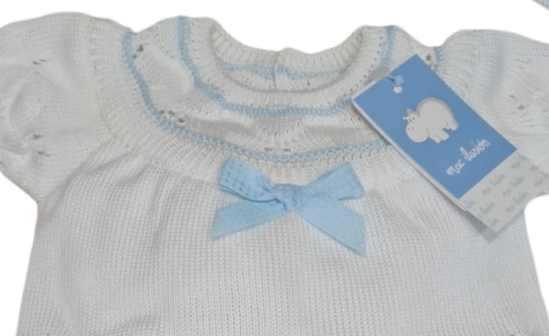 Mac ilusion Newborn Baby Girls Four Piece Fine Knitted Outfit White & Blue - 7228
