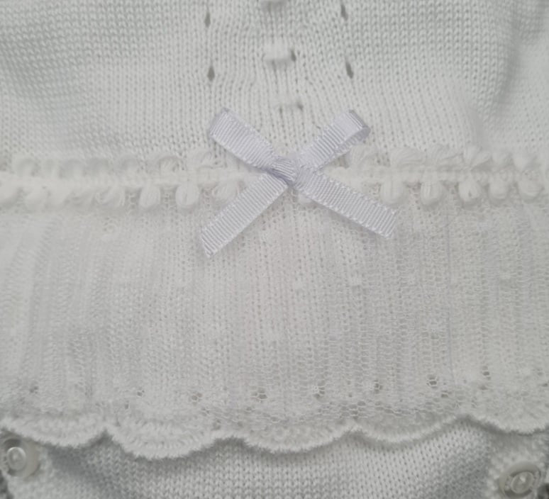 Mac Ilusion White Two Piece Baby Girl White Fine Knitted Outfit with lace 7226X