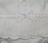 Mac Ilusion Two Piece Baby Girl White Fine Knitted Outfit with lace 7226X