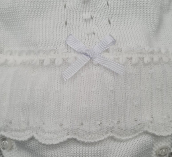 Mac Ilusion White Two Piece Baby Girl White Fine Knitted Outfit with lace 7226X