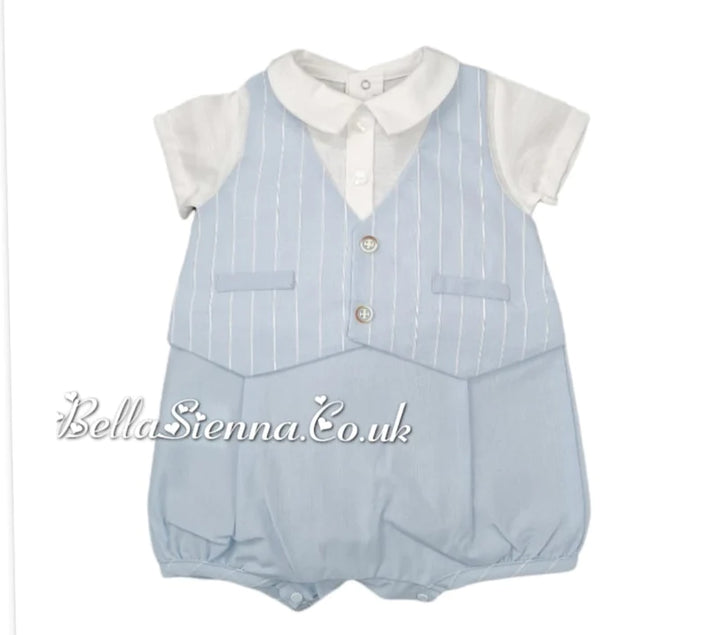 Barcellino Baby Boys Romper With Attached Waistcoat 9283