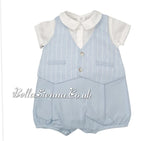Barcellino Baby Boys Romper With Attached Waistcoat 9283