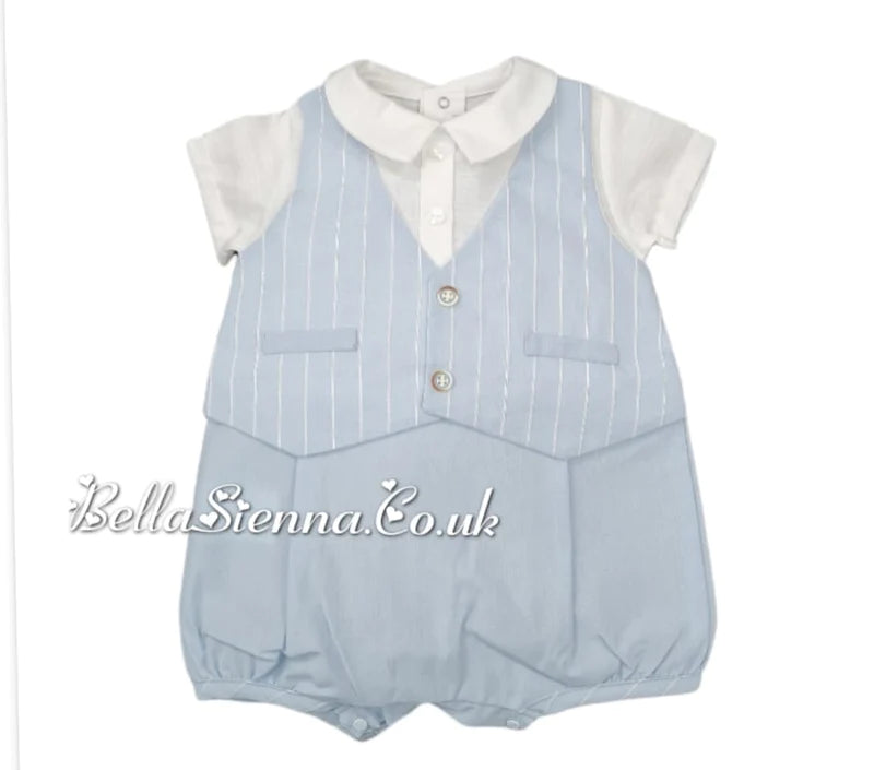 Barcellino Baby Boys Romper With Attached Waistcoat 9283