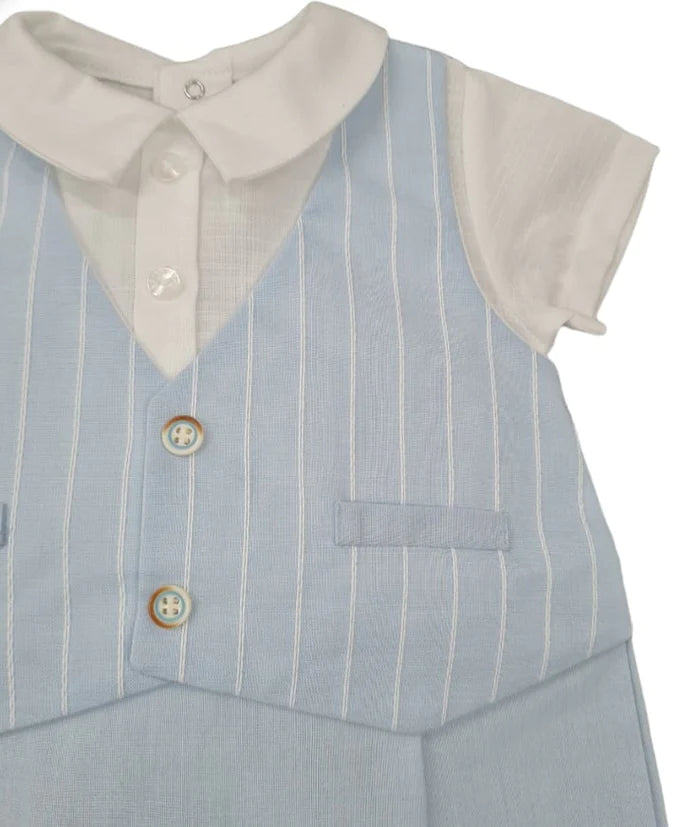 Barcellino Baby Boys Romper With Attached Waistcoat 9283