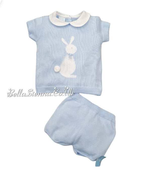 Granlei Baby Boys Fine Knitted Bunny Short Set Blue 221