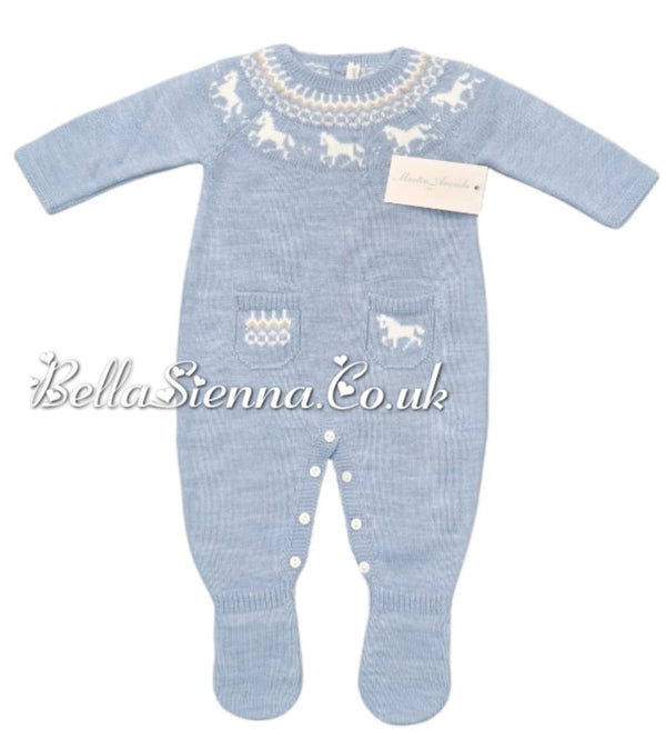 Martin Aranda Adorable Fine Knitted Baby Boys Horse Romper Babygow - 003-10008