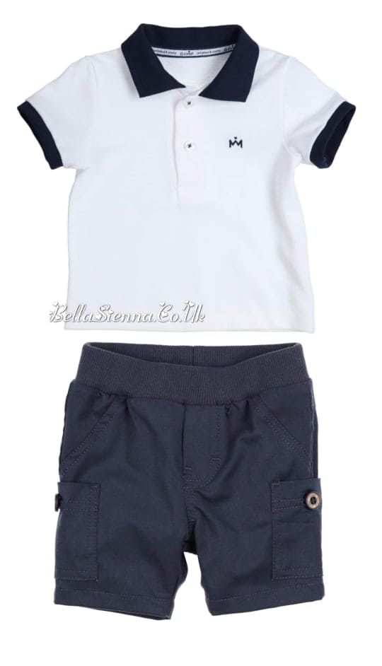 GYMP - Gorgeous Young Misters & Princesses White & Navy Polo T-shirt & Shorts Set