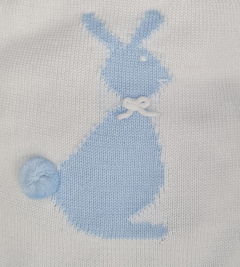Granlei White & Baby Blue Bunny Rabbit Jumper & Jam Pants Set - 122 - Easter